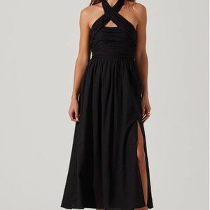 ASTR  Zaria Pleated Halter Midi Dress